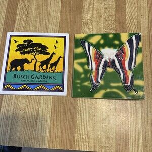 Butterfly Ceramic Tile Craft Decorative Wall Art Backsplash & Busch Gardens Lot